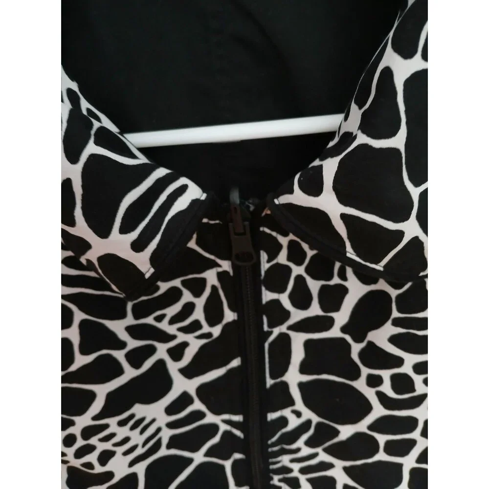 Women's Cow Print Vest Zip Up Front Pockets Collared - Picture 4 of 7